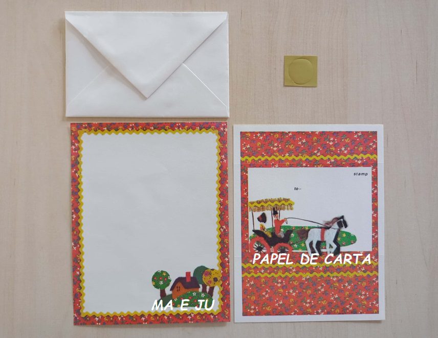 MENININHAS COUNTRY CALICO CONJUNTO IMPORTADO = PAPEL + ENVELOPE + POSTALETTE – MEN88