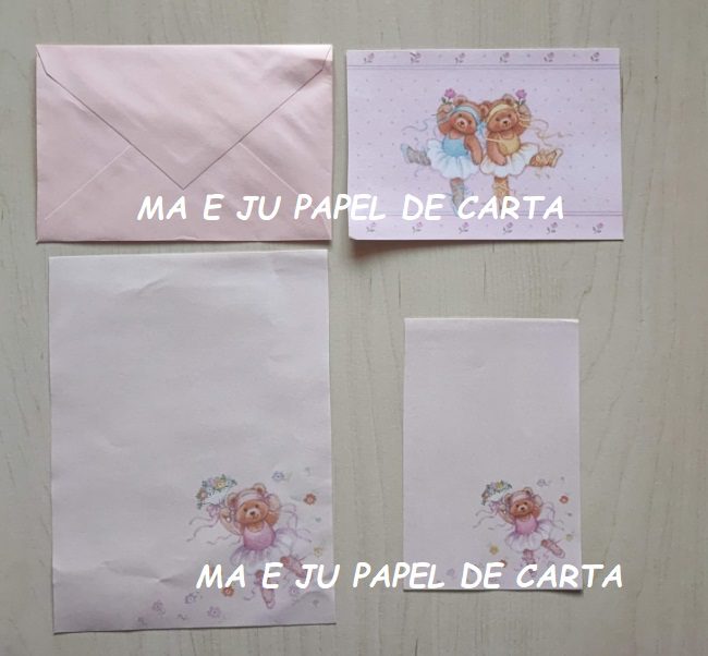 BICHINHOS BEAR CONJUNTO IMPORTADO = PAPEL + ENVELOPE + PAPEL MINI + POSTCARD – BI808